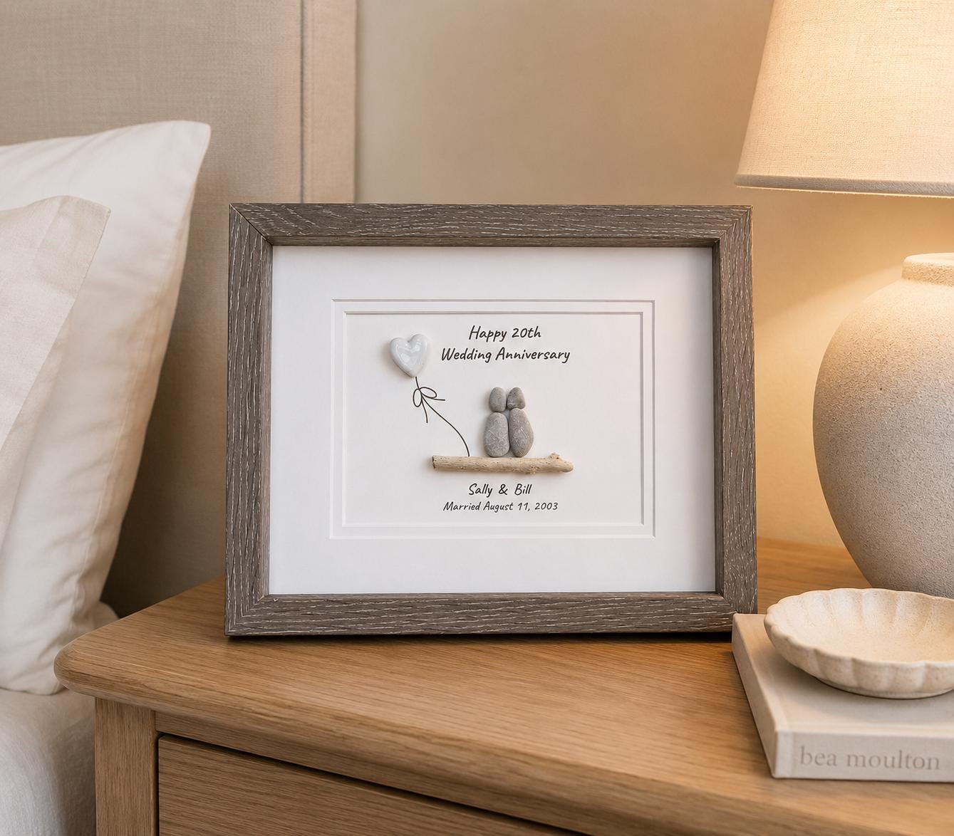 20th Wedding Anniversary Gift | China Anniversary | 20 Year Anniversary | Gift for Wife, Husband, Parent, Couple, Friends | 8x10 Pebble Art