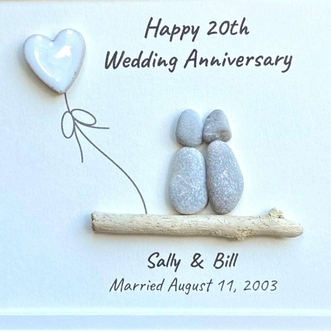 20th Wedding Anniversary Gift | China Anniversary | 20 Year Anniversary | Gift for Wife, Husband, Parent, Couple, Friends | 8x10 Pebble Art