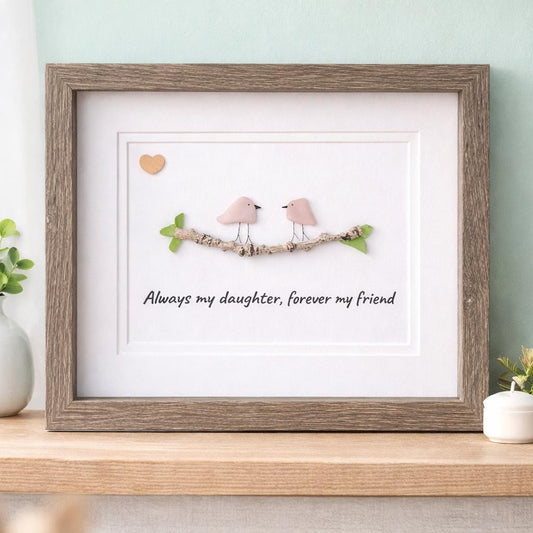 Sea Glass Birds Art, Gift for Daughter, Framed Sentimental Art (8x10)
