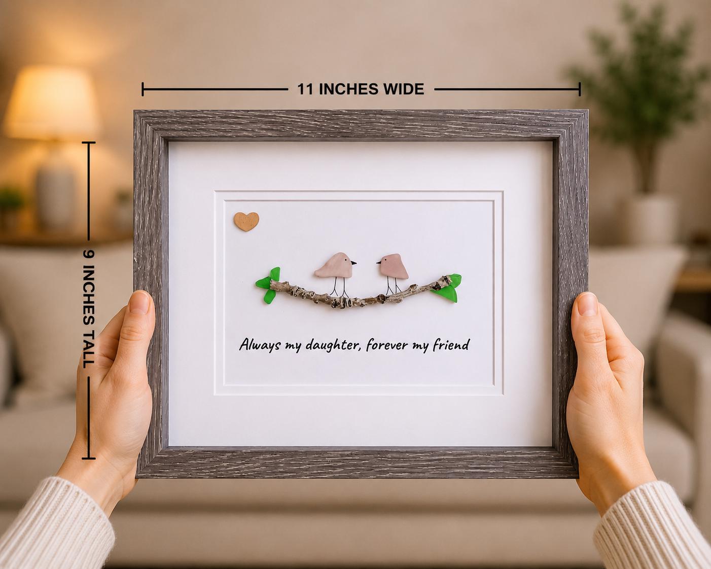 Sea Glass Birds Art, Gift for Daughter, Framed Sentimental Art (8x10)