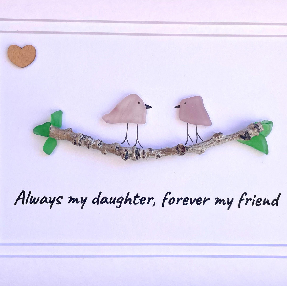 Unique Gift for Daughter, Framed 8x10 Sea Glass Art Captioned “Always my daughter, forever my friend”