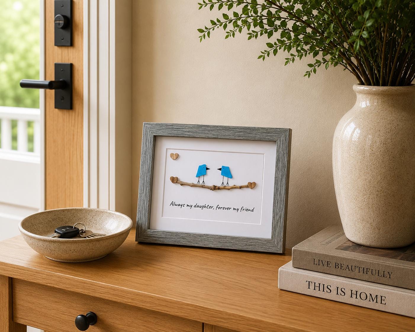 Always My Daughter, Forever My Friend | Sea Glass Art | 8x10 or 5x7 Framed Mother–Daughter Gift