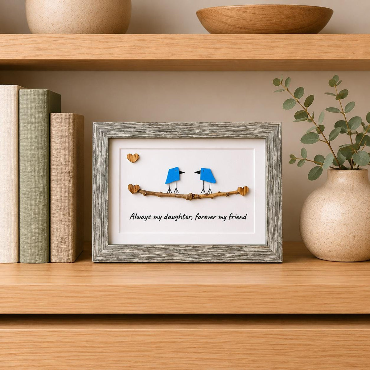 Always My Daughter, Forever My Friend | Sea Glass Art | 8x10 or 5x7 Framed Mother–Daughter Gift