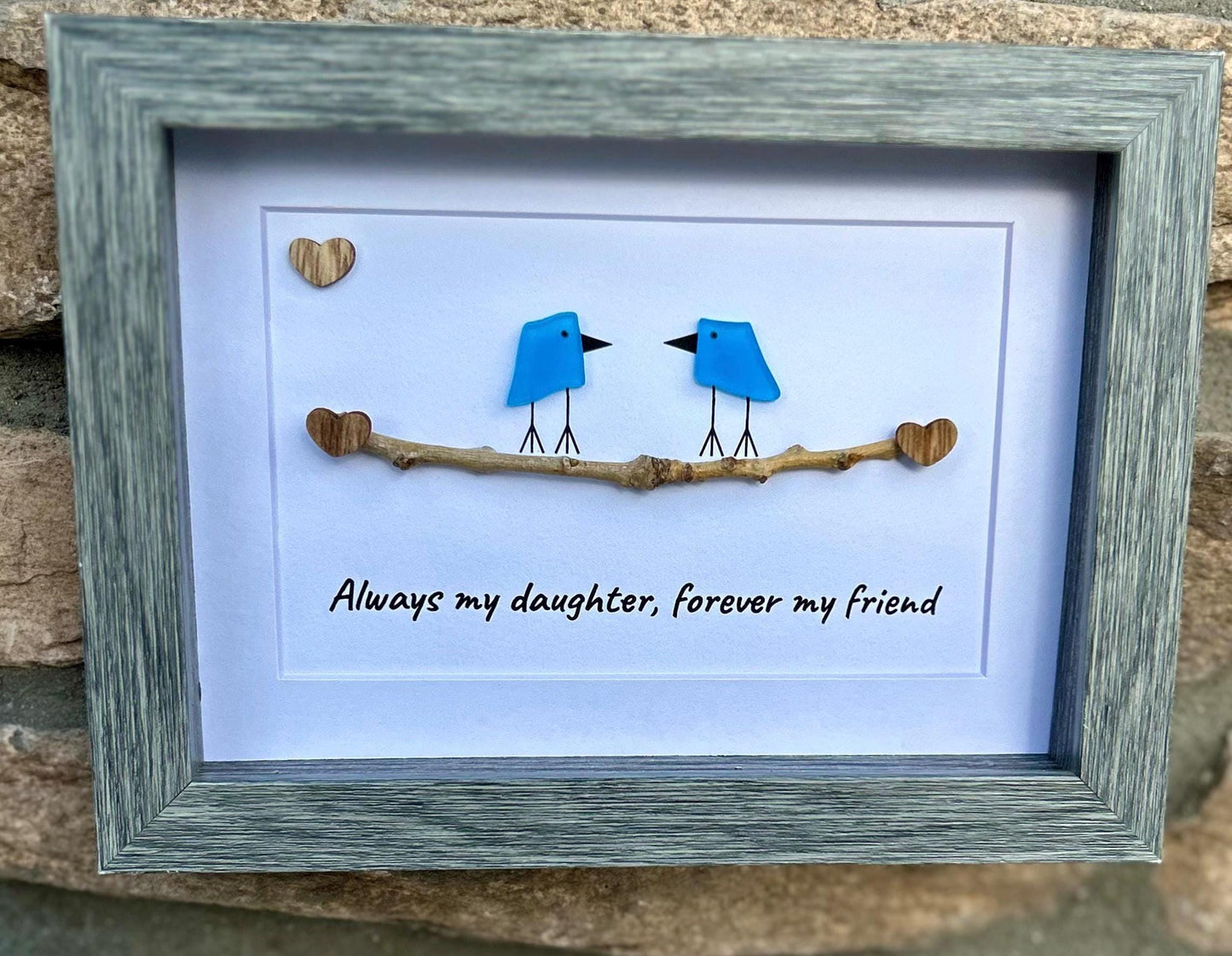 Always My Daughter, Forever My Friend | Sea Glass Art | 8x10 or 5x7 Framed Mother–Daughter Gift