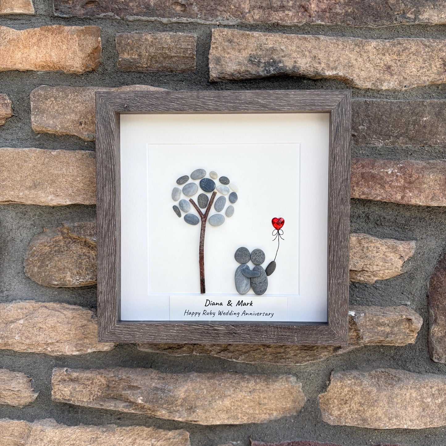 Personalized Ruby Anniversary Pebble Art Gift | 40th Wedding Gift