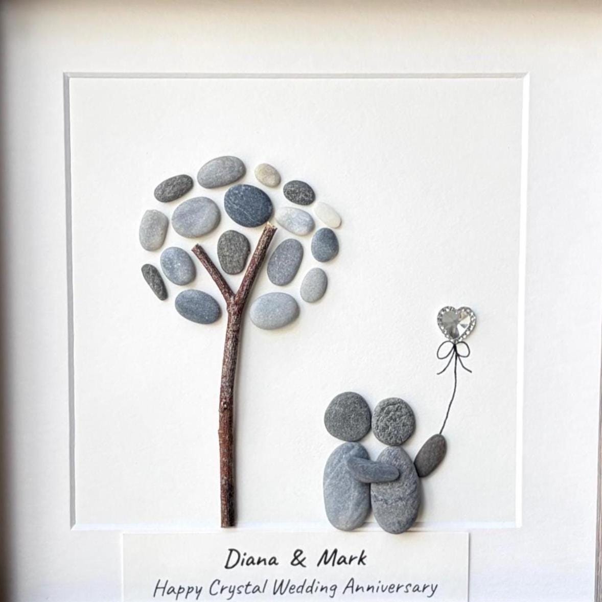 Personalized Crystal Anniversary Pebble Art Gift | 15th Wedding Gift