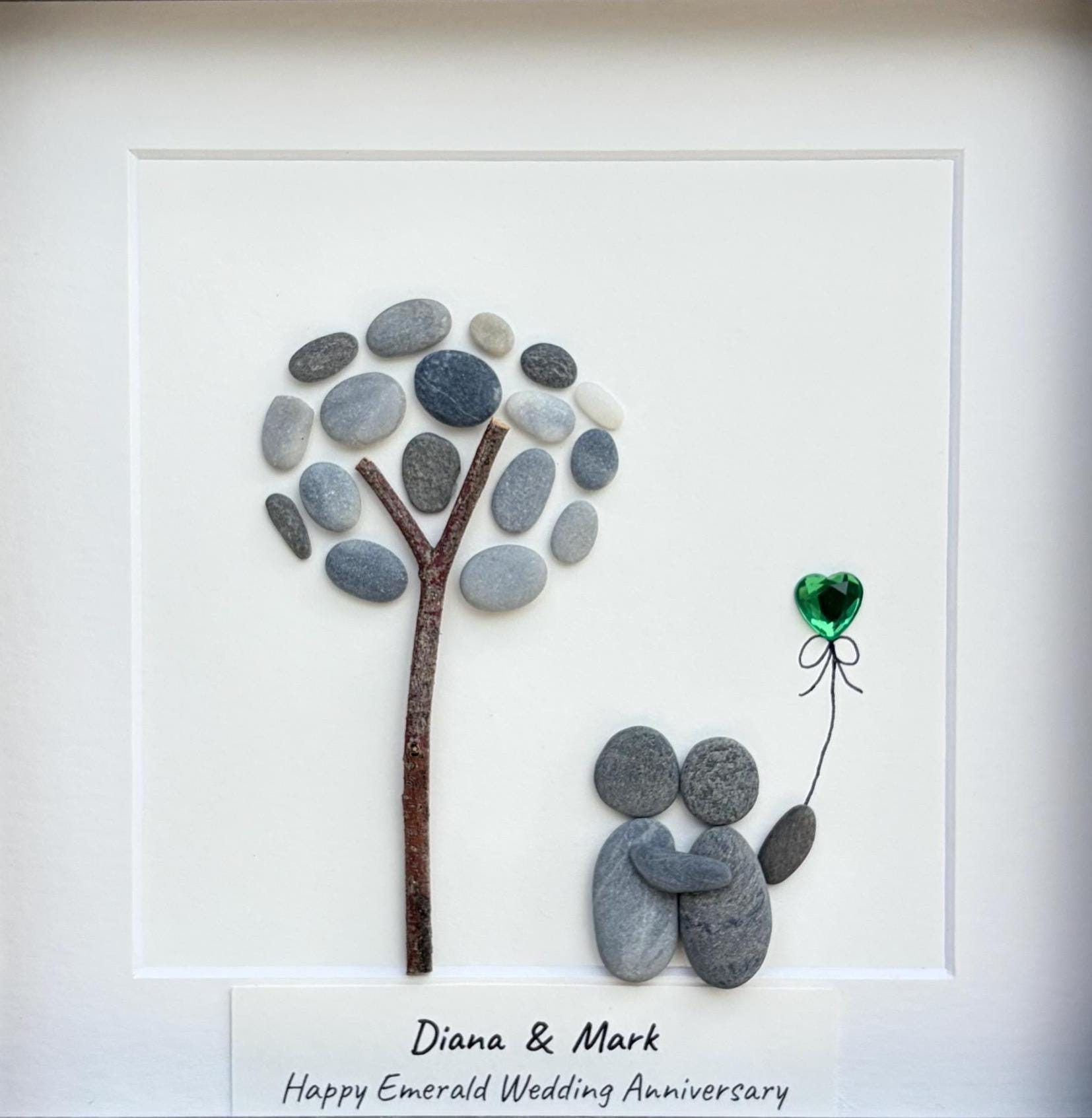 Personalized Emerald Anniversary Pebble Art Gift | 55th Wedding Gift