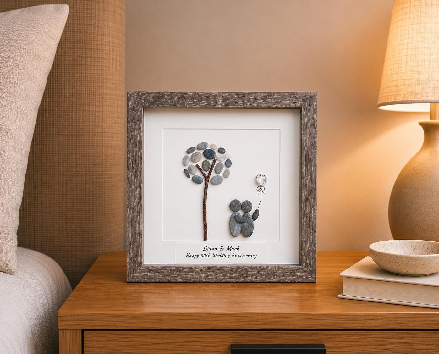 Personalized 30th Anniversary Pebble Art Gift