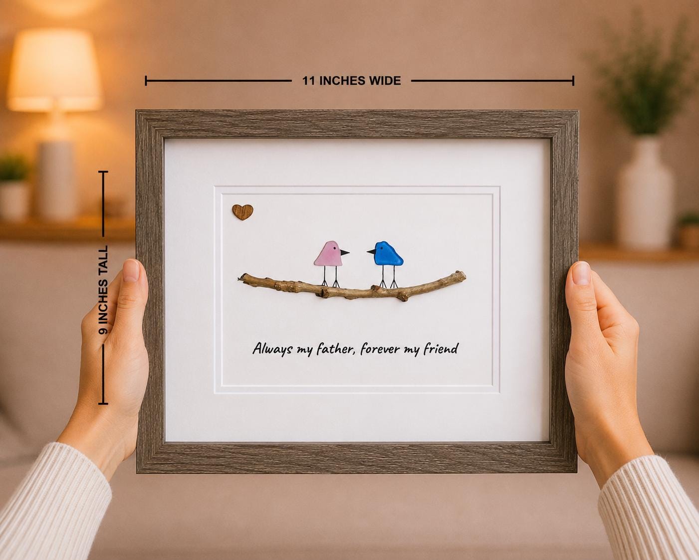 Unique Gift for Dad, Framed 8x10 Sea Glass Art Captioned “Always my father, forever my friend”, Father’s Day Gift, Gift for Dad