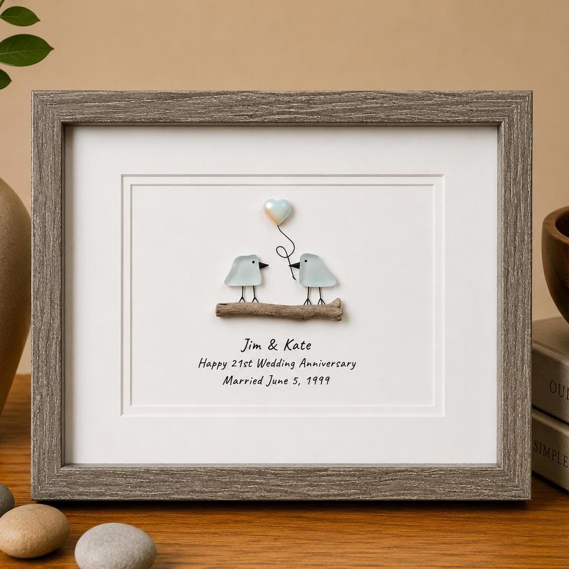 24th Wedding Anniversary | Opal Anniversary | 24 Year Anniversary | Gift for Wife, Husband, Parent, Couple, Friends | 8x10 Sea Glass Art