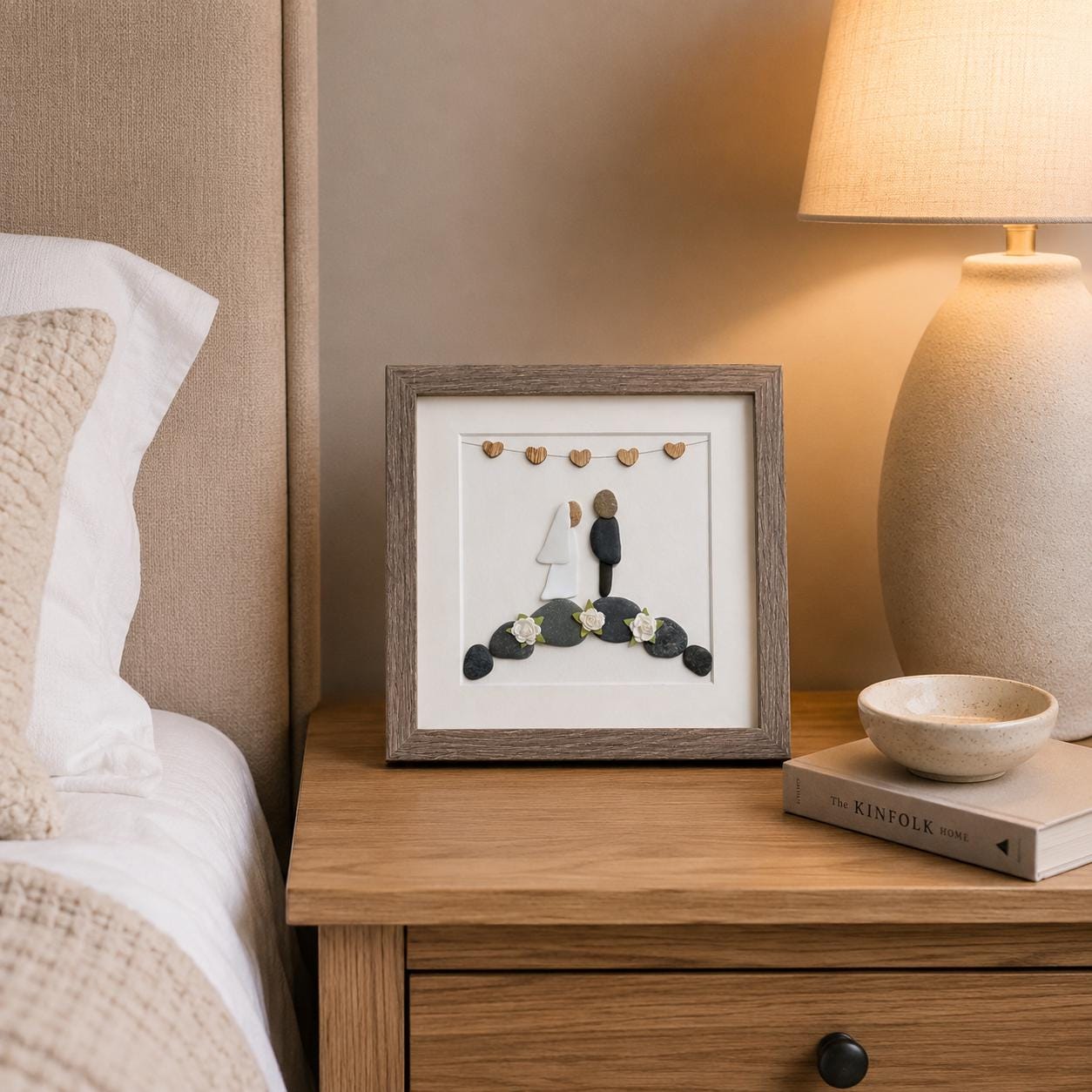 Marriage Scene | Wedding Gift | Gift for Bride and Groom | Engagement Gift | Bridal Shower Gift | 8x8 Pebble and Ceramic Gift