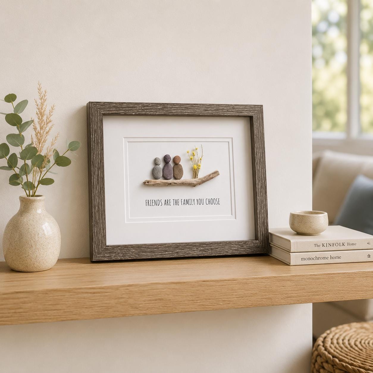 Friends Are The Family You Choose, 8 x 10” Handmade Original Pebble Art, Friend Birthday Gift, Gift For Best Friends