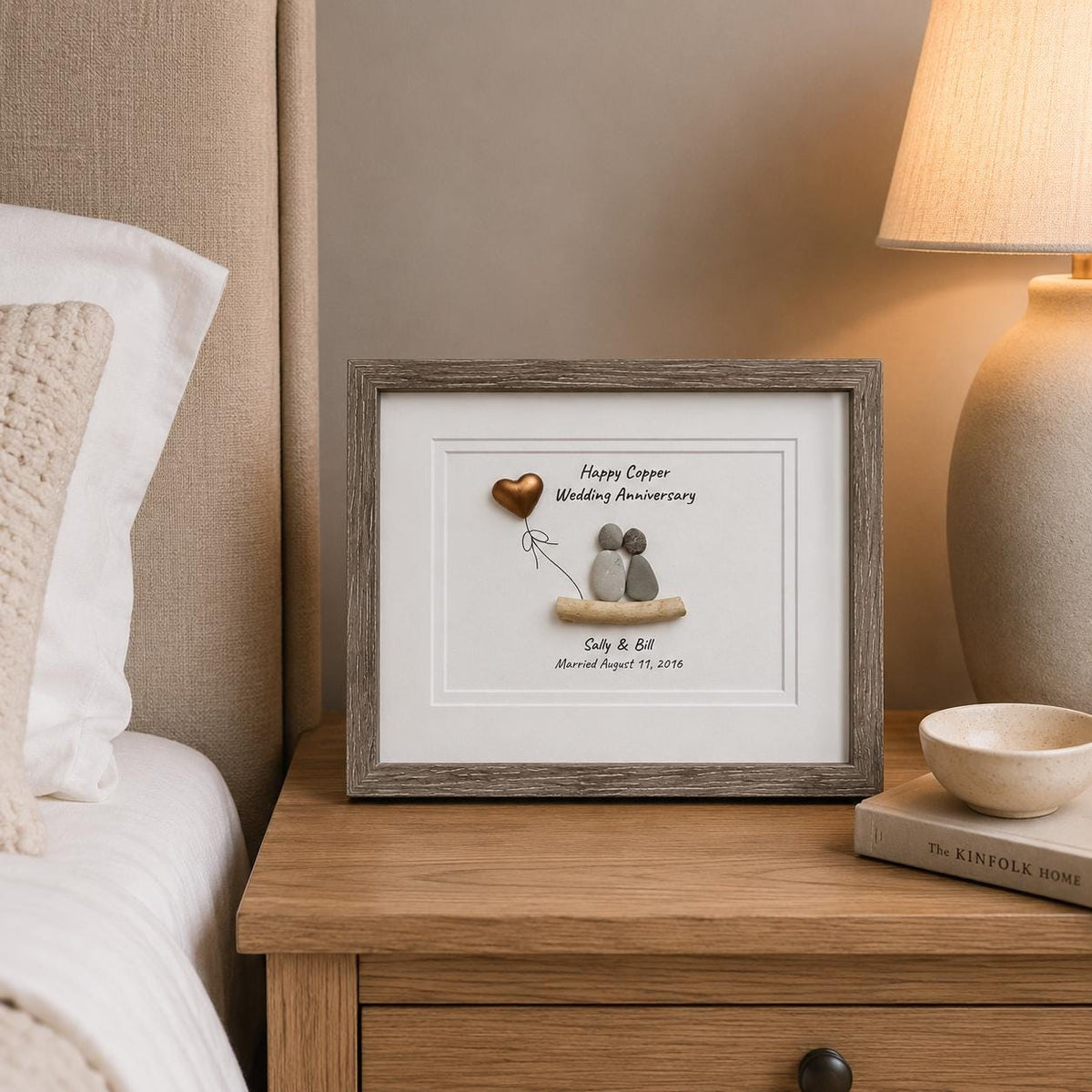 7th Wedding Anniversary Personalized Gift, Copper Seventh Anniversary Art, Copper Anniversary Gift for Wife, Husband, Friends