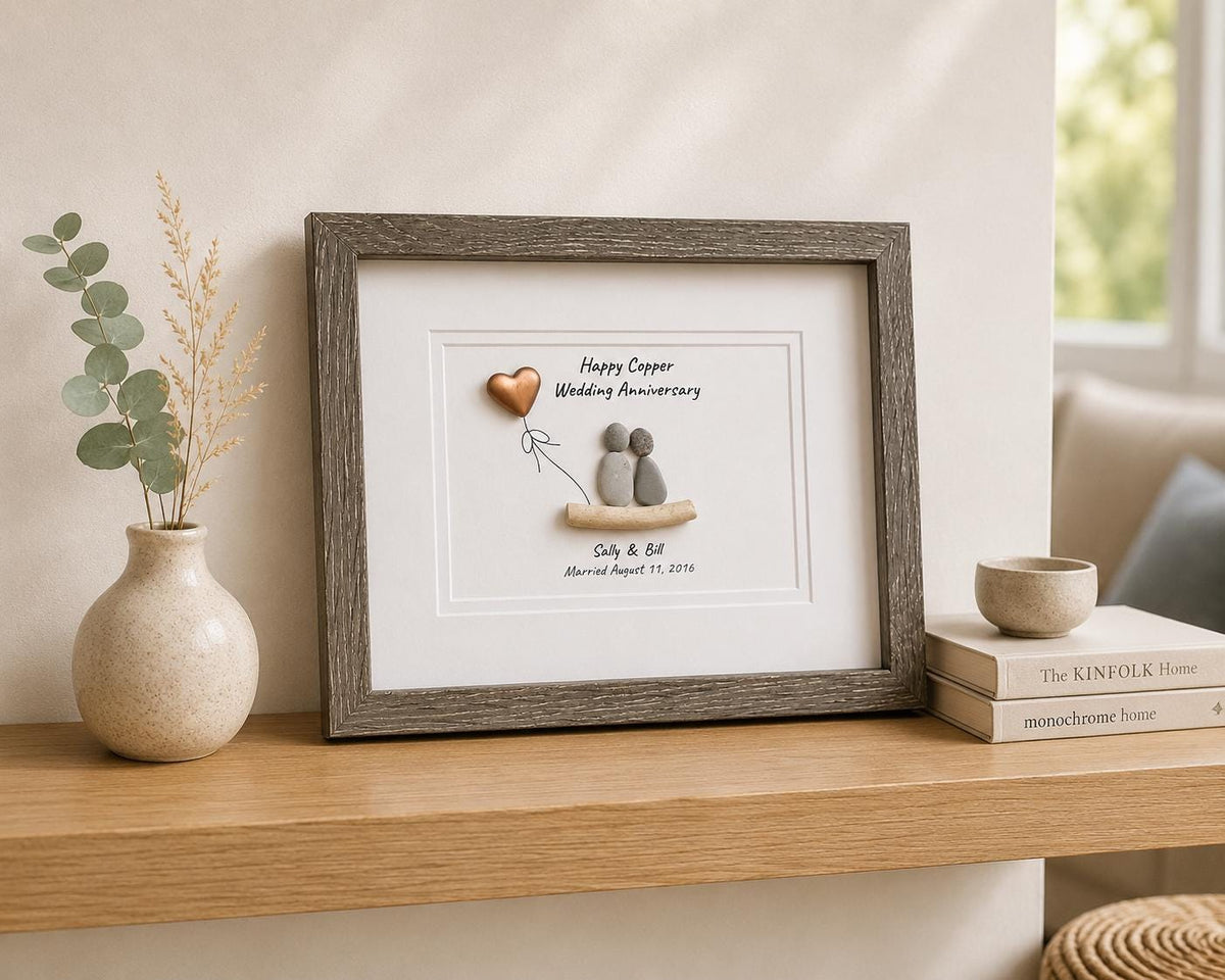 7th Wedding Anniversary Personalized Gift, Copper Seventh Anniversary Art, Copper Anniversary Gift for Wife, Husband, Friends