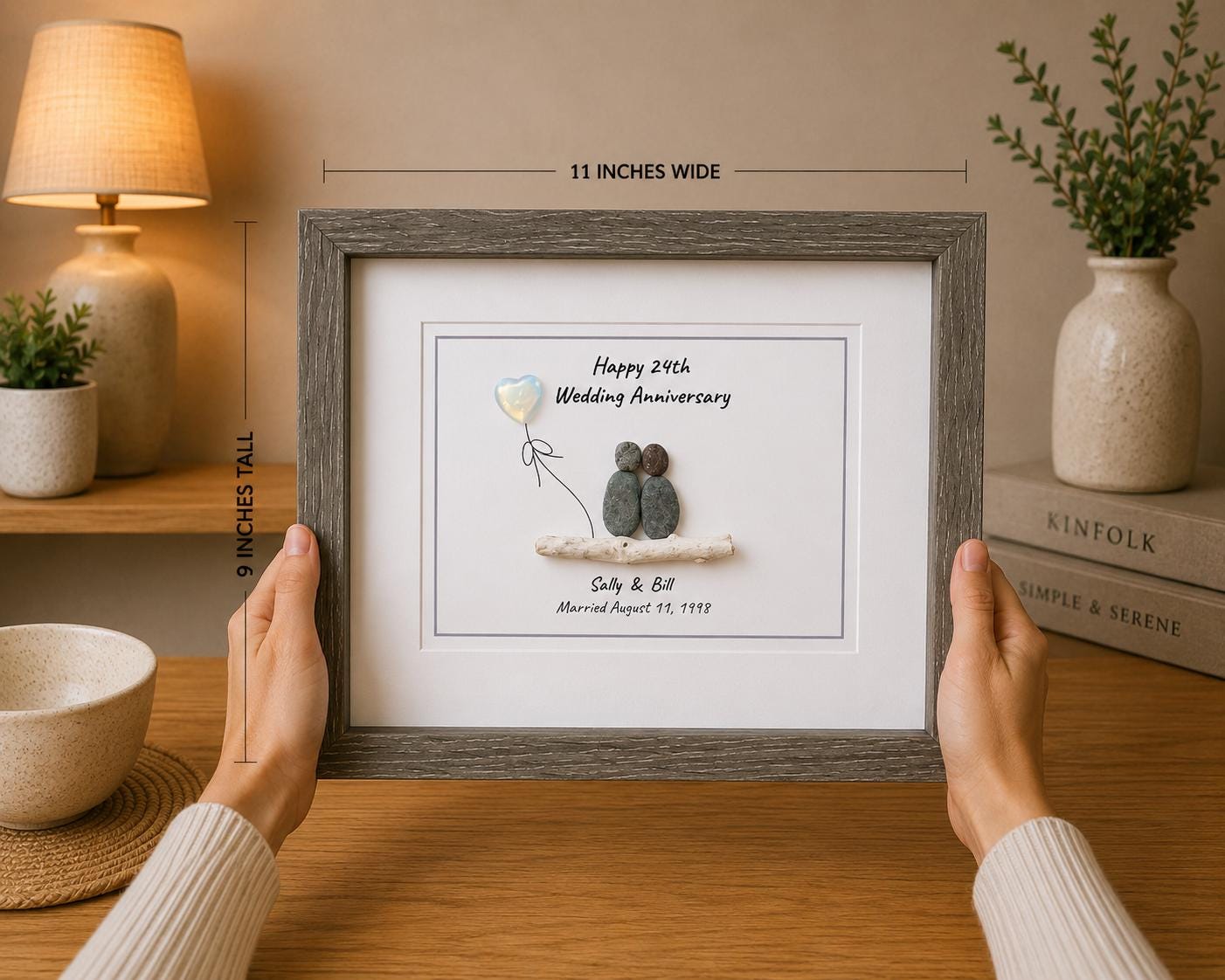 24th Wedding Anniversary | Opal Anniversary | 24 Year Anniversary | Gift for Wife, Husband, Parent, Couple, Friends | 8x10 Pebble Art