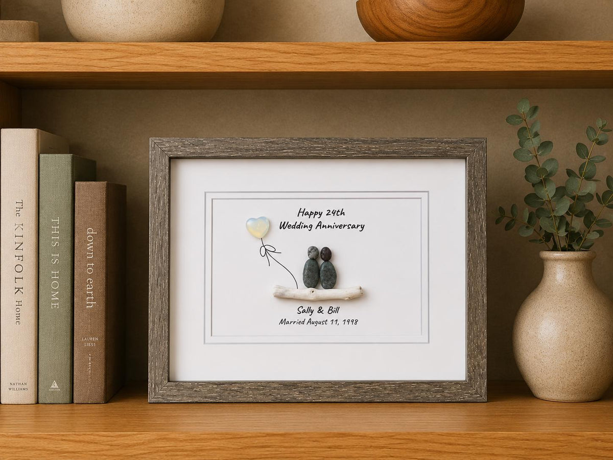 24th Wedding Anniversary | Opal Anniversary | 24 Year Anniversary | Gift for Wife, Husband, Parent, Couple, Friends | 8x10 Pebble Art