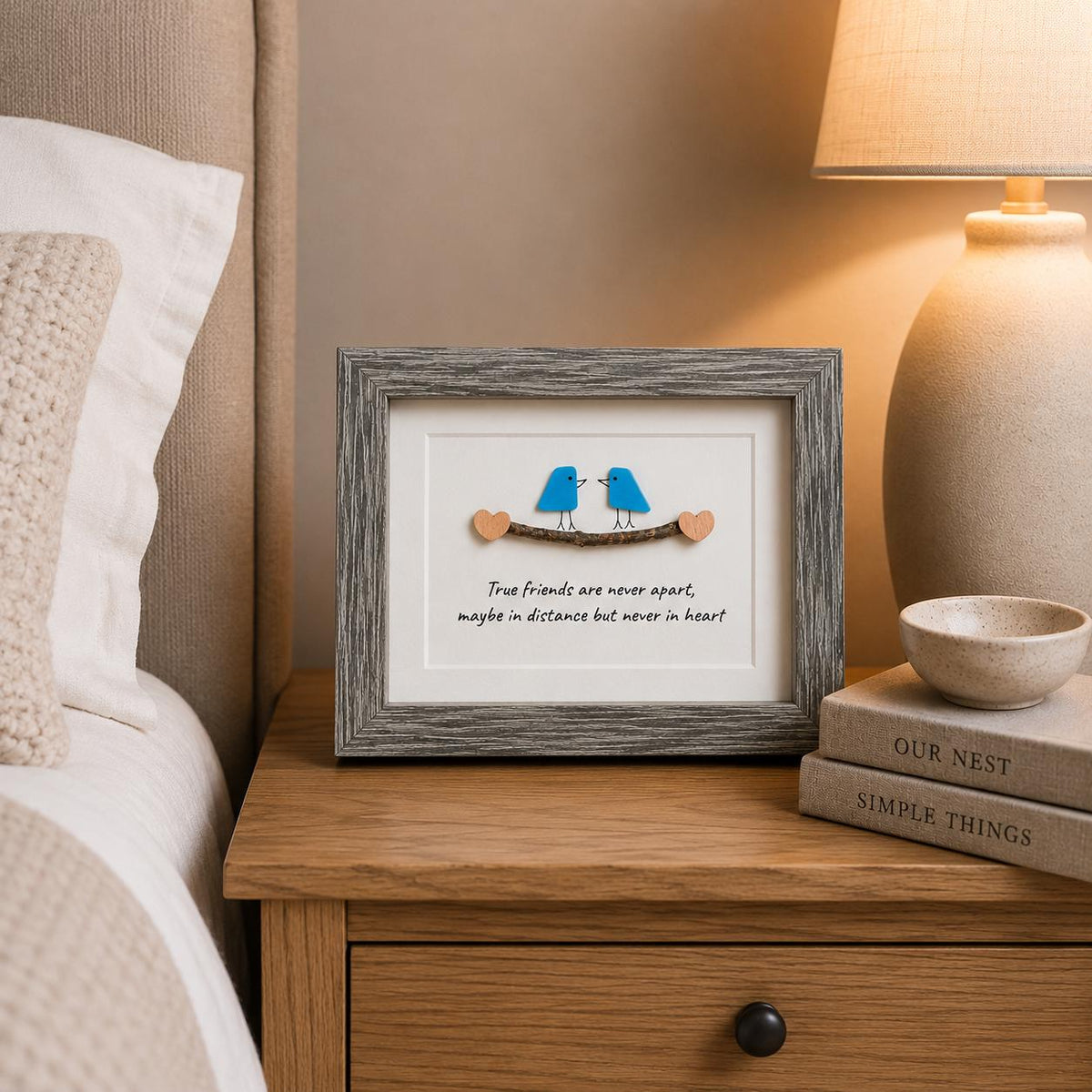 True Friends are Never Apart | Long Distance Friendship Gift | Unique Gift for Friend | Best Friends | 5x7 Sea Glass and Driftwood Art
