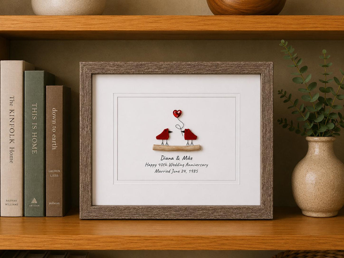 Ruby Wedding Anniversary | 40th Anniversary | Unique 40th Anniversary Gift | Gift for Wife, Husband, Parent, Couple | 8x10 Sea Glass Art
