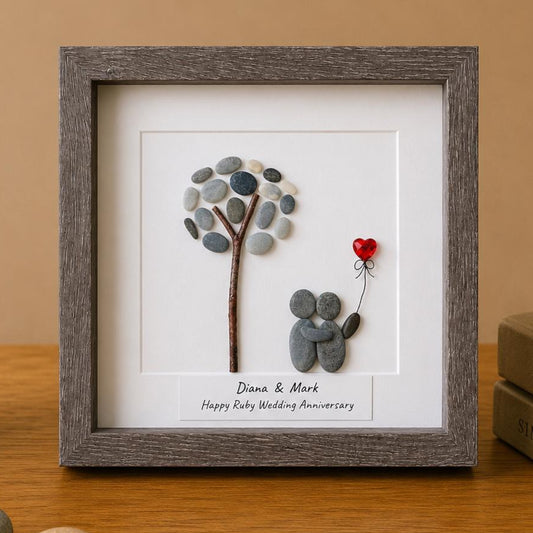 Personalized Ruby Anniversary Pebble Art Gift | 40th Wedding Gift