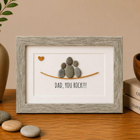 Dad You Rock Pebble Art | Handmade Stone Family Gift