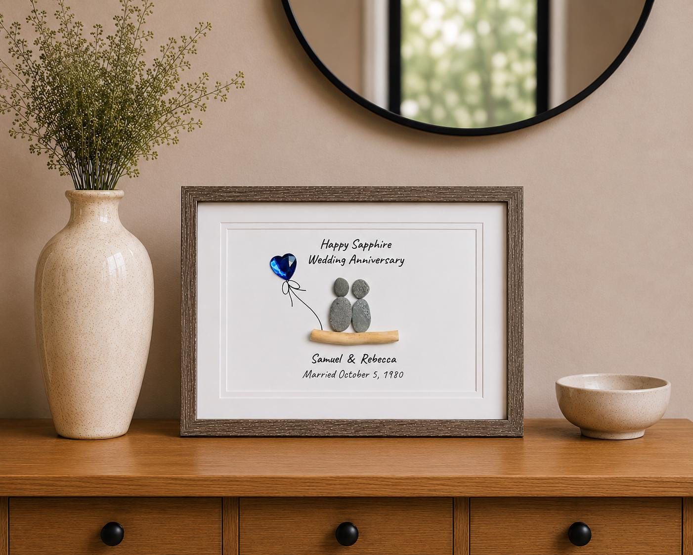 45th Wedding Anniversary Gift | Personalized Sapphire Anniversary Art