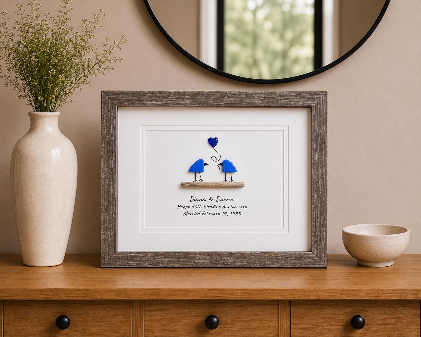 Sapphire Wedding Anniversary | 45th Anniversary | Unique 45th Anniversary Gift | Gift for Wife, Husband, Parent, Couple | 8x10 Sea Glass Art