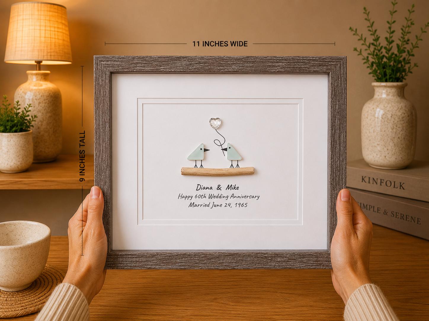60th Anniversary Gift | Personalized Diamond Wedding Art