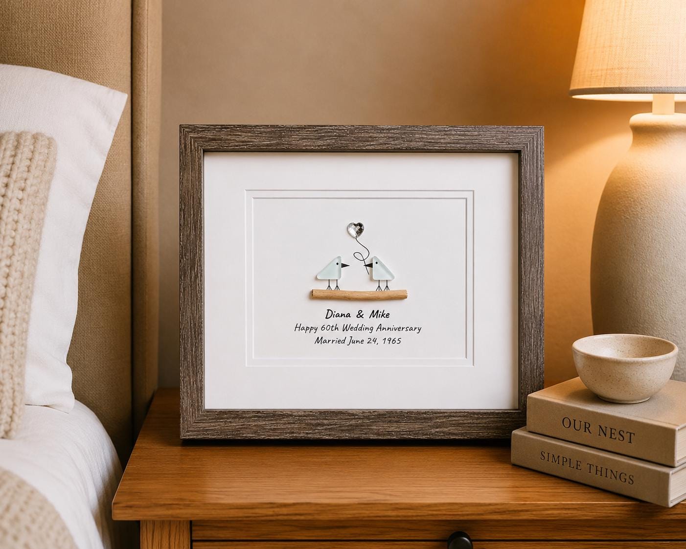 60th Anniversary Gift | Personalized Diamond Wedding Art