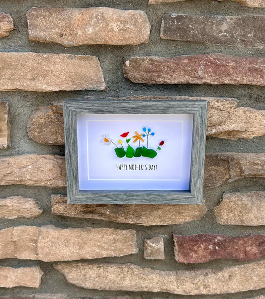 Sea Glass Flower Art | Framed Mother's Day Gift (5x7)
