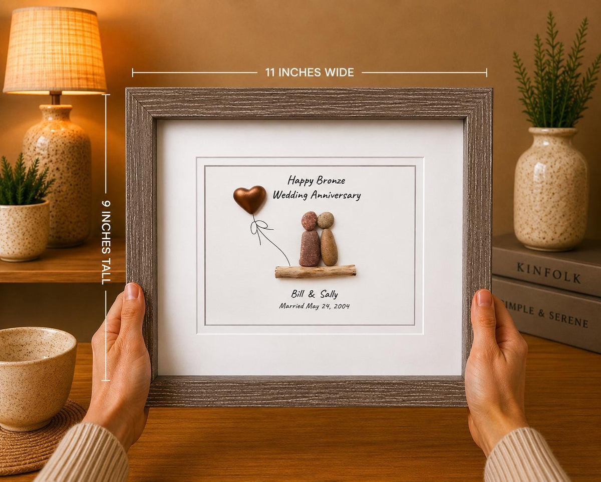 Bronze Wedding Anniversary | 8th Anniversary | Unique 8th Anniversary Gift | Gift for Wife, Husband, Parent, Couple | 8x10 Pebble Art