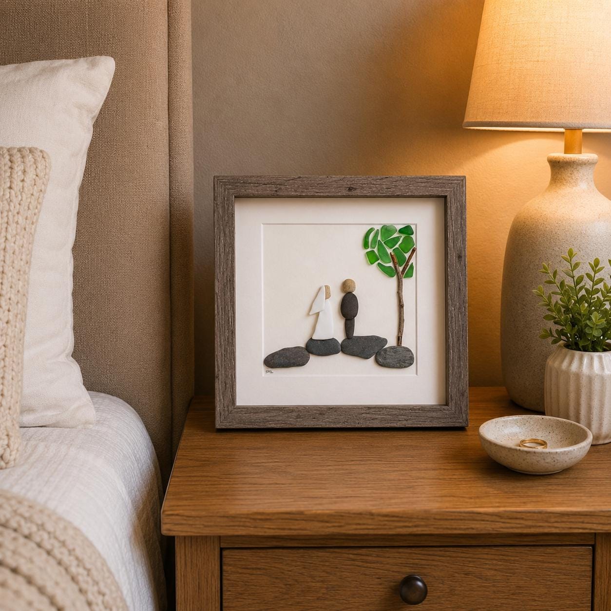 Bride and Groom | Handmade Artwork | Handmade Gift | Newly Weds | Wedding | Unique Marriage Gift | Unique Wedding Gift | Wedding Celebration | Pebble Art Wedding |