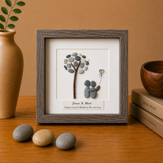 Personalized Crystal Anniversary Pebble Art Gift | 15th Wedding Gift