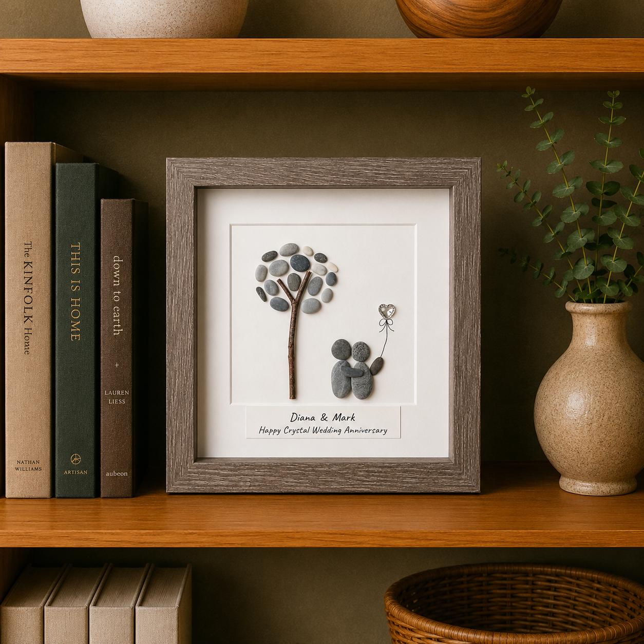 Personalized Crystal Anniversary Pebble Art Gift | 15th Wedding Gift
