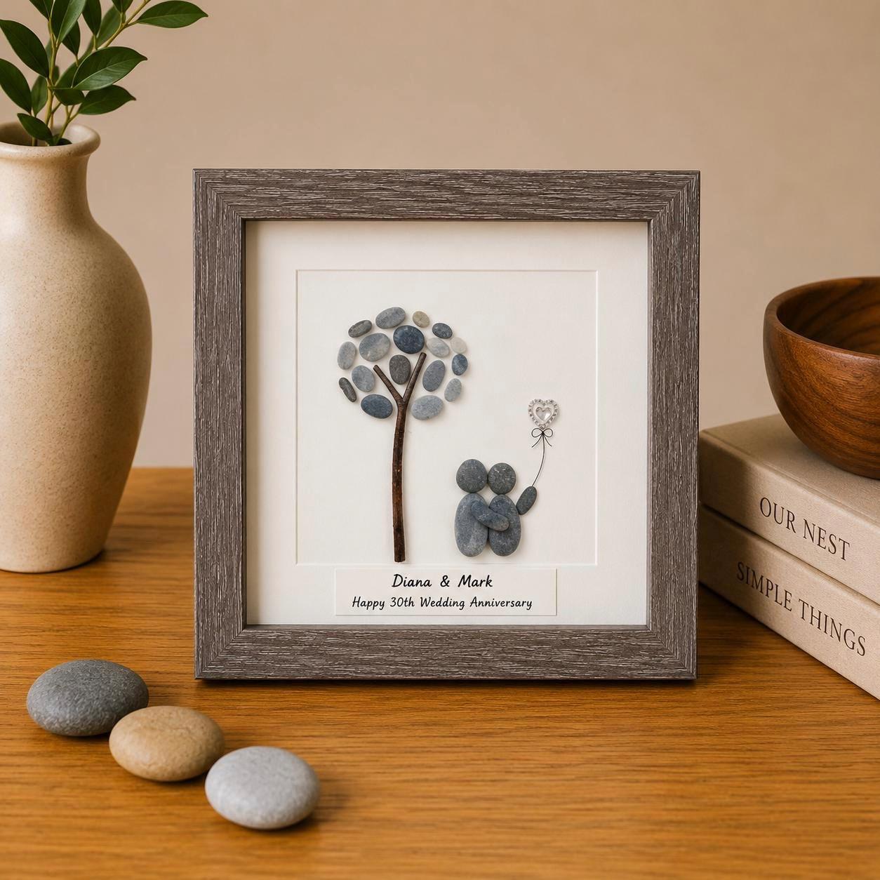 Personalized 30th Anniversary Pebble Art Gift