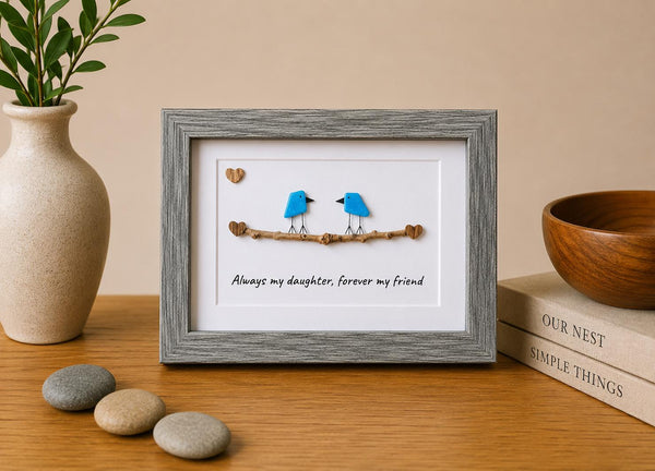 Always My Daughter, Forever My Friend | Sea Glass Art | 8x10 or 5x7 Framed Mother–Daughter Gift