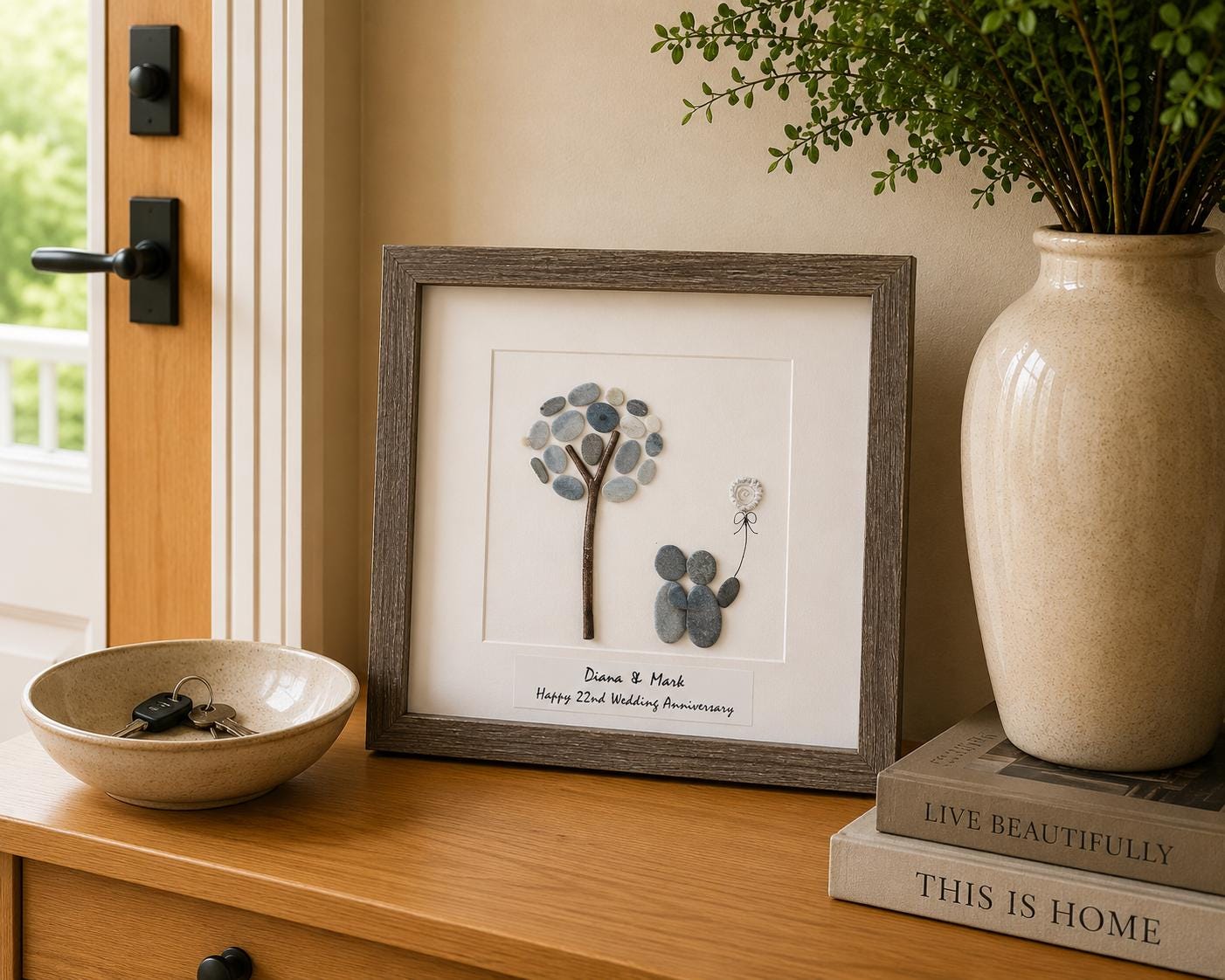 Personalized 30th Anniversary Pebble Art Gift