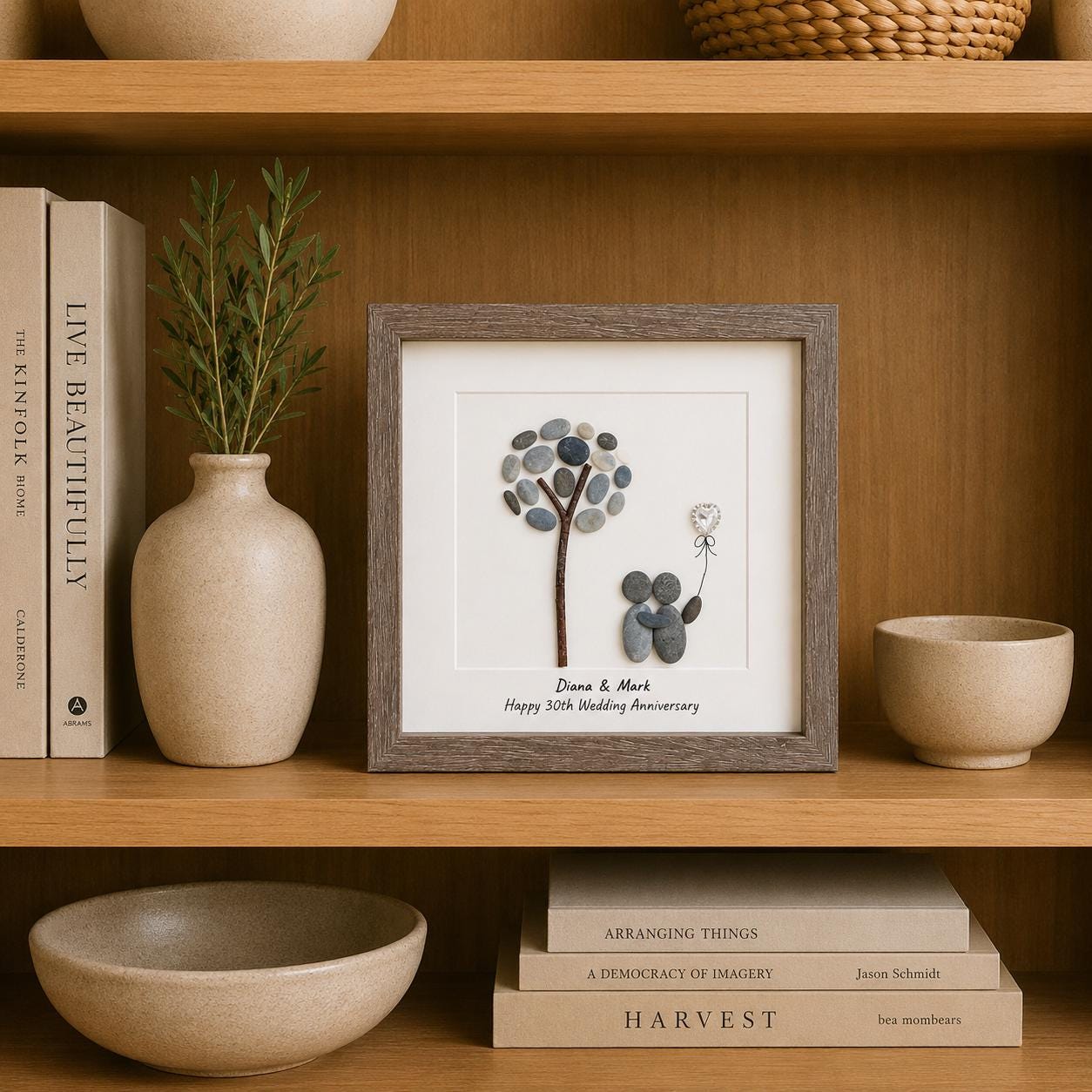 Personalized 30th Anniversary Pebble Art Gift