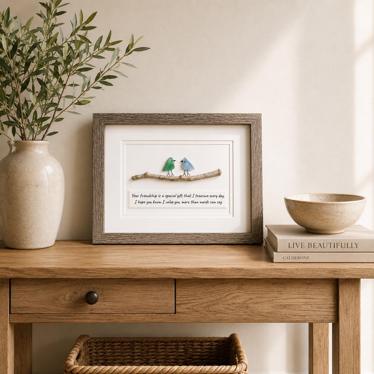 Your Friendship is a Special Gift | Friendship Gift | Gift for Best Friend, Sister, Brother, Cousin, Birthday | 8x10 Sea Glass Art