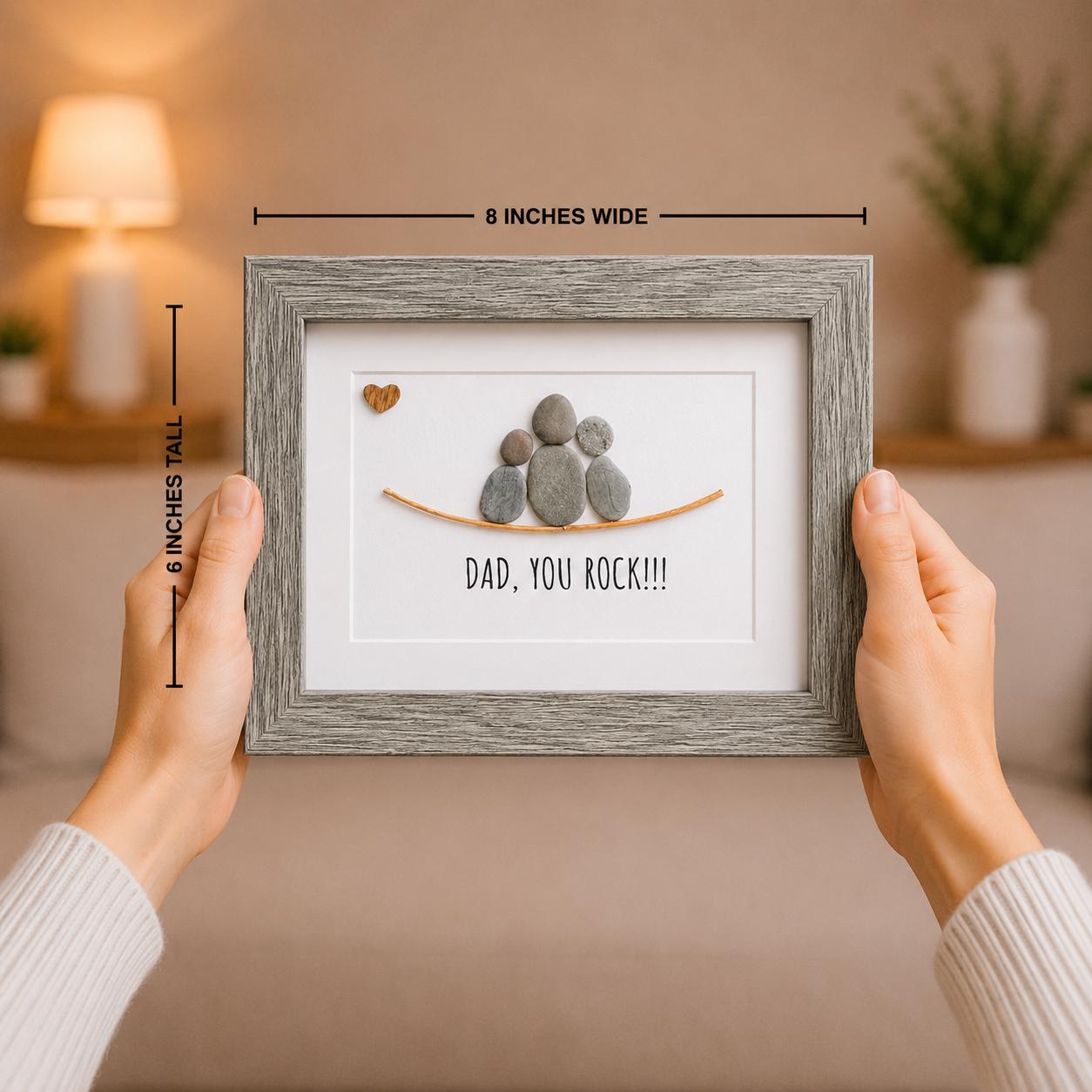 Dad You Rock Pebble Art | Handmade Stone Family Gift