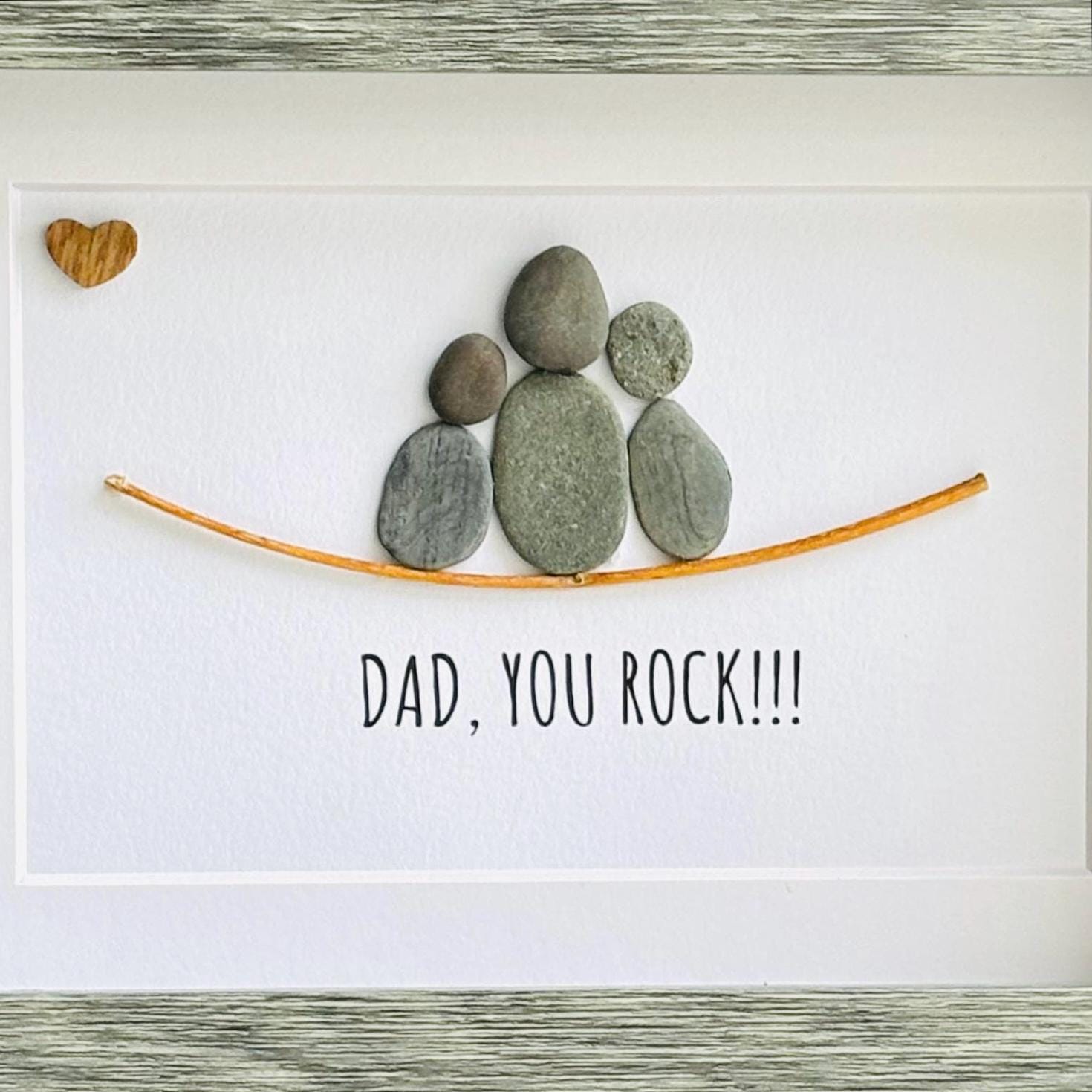 Dad You Rock Pebble Art | Handmade Stone Family Gift