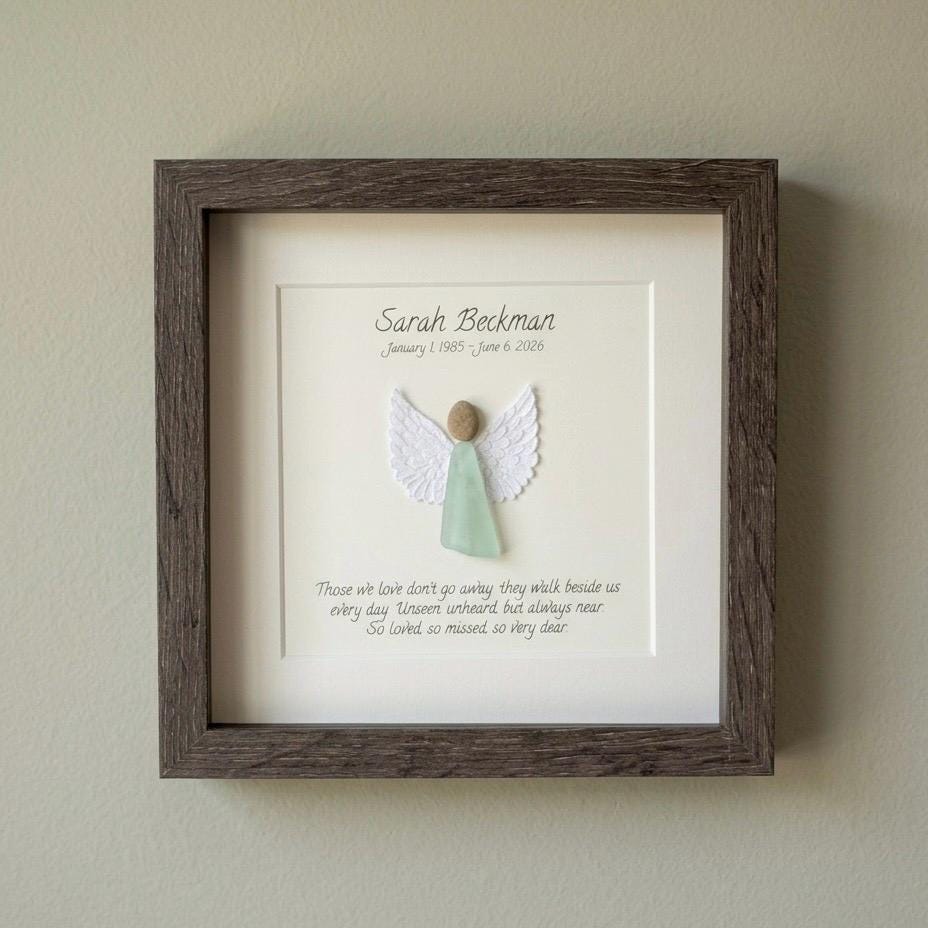 Personalized Memorial Angel Gift | Sea Glass Sympathy Art
