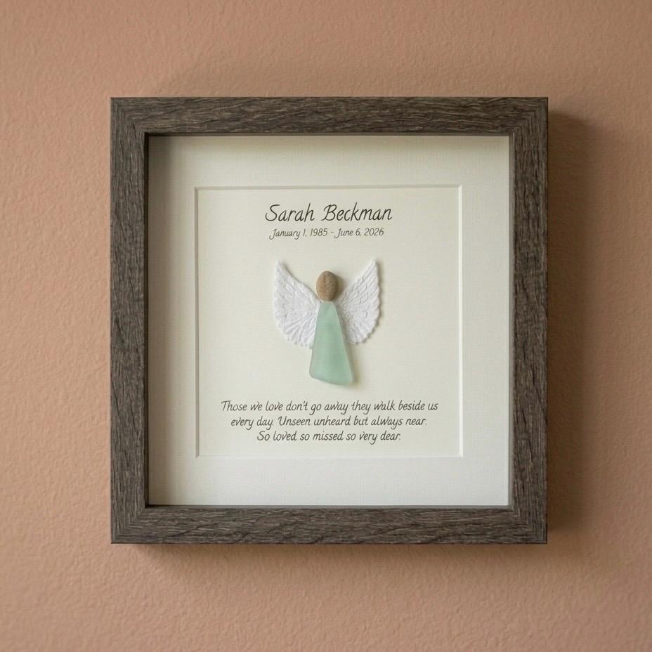 Personalized Memorial Angel Gift | Sea Glass Sympathy Art