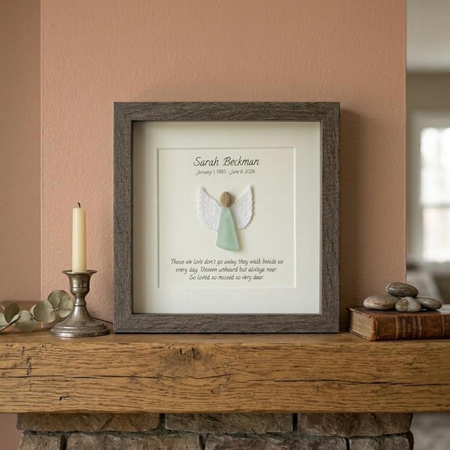 Personalized Memorial Angel Gift | Sea Glass Sympathy Art