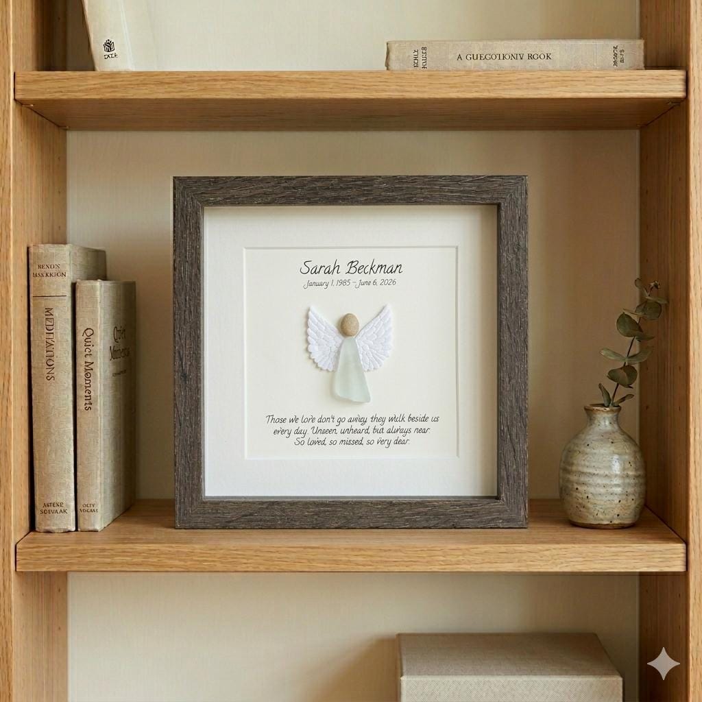 Personalized Memorial Angel Gift | Sea Glass Sympathy Art