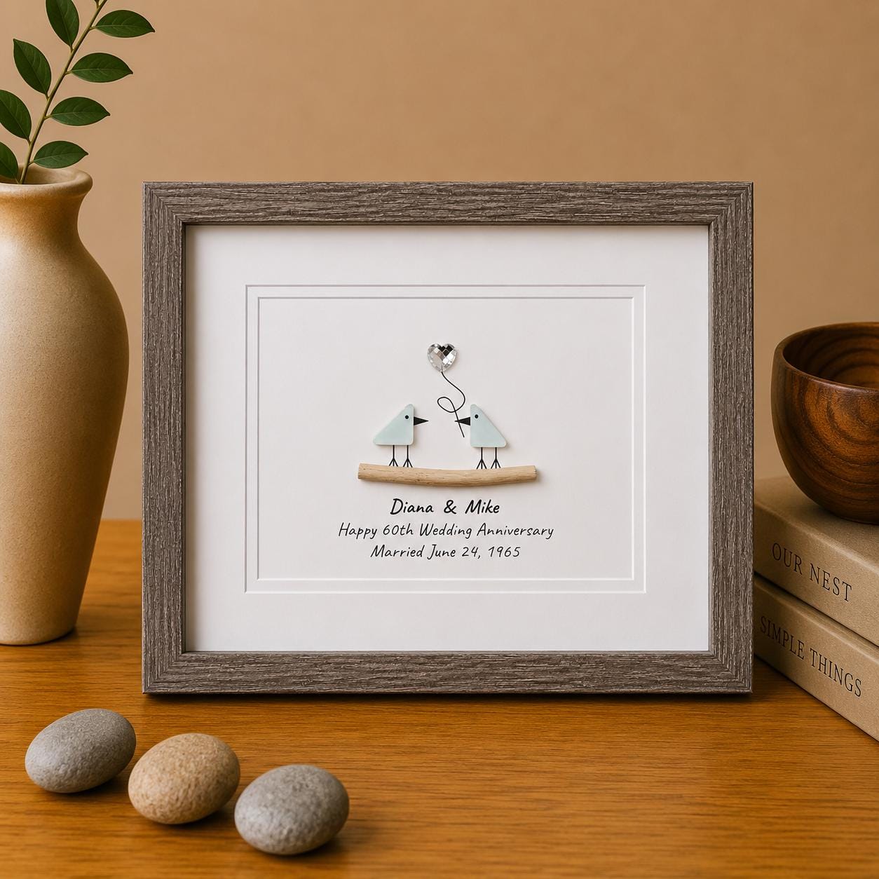 60th Anniversary Gift | Personalized Diamond Wedding Art