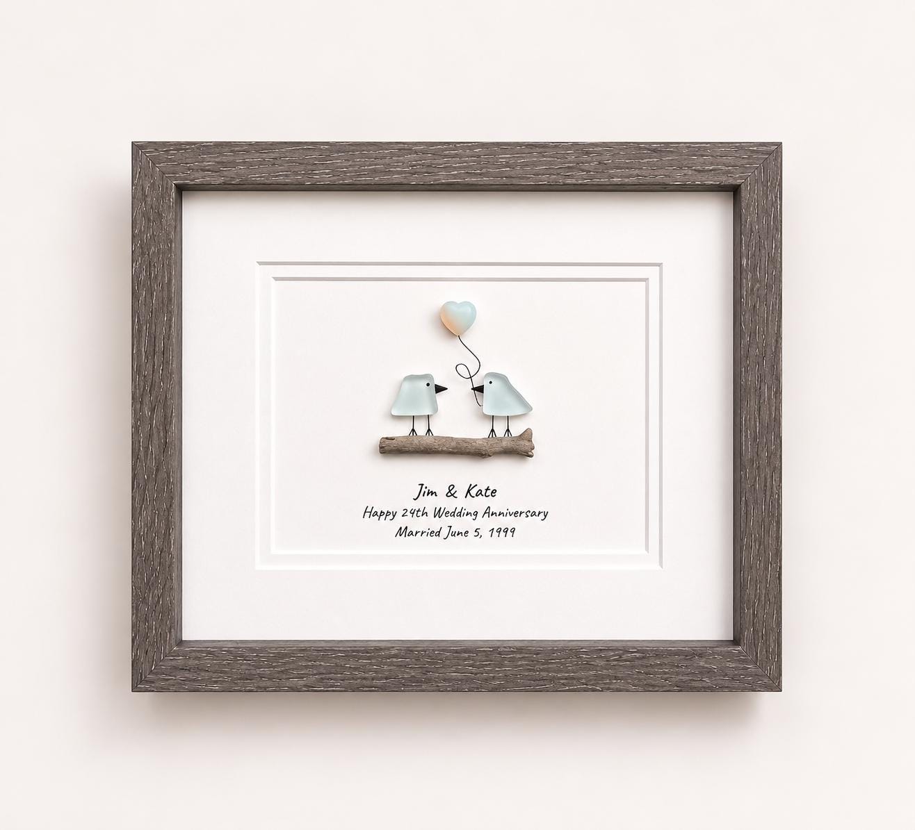 24th Wedding Anniversary | Opal Anniversary | 24 Year Anniversary | Gift for Wife, Husband, Parent, Couple, Friends | 8x10 Sea Glass Art