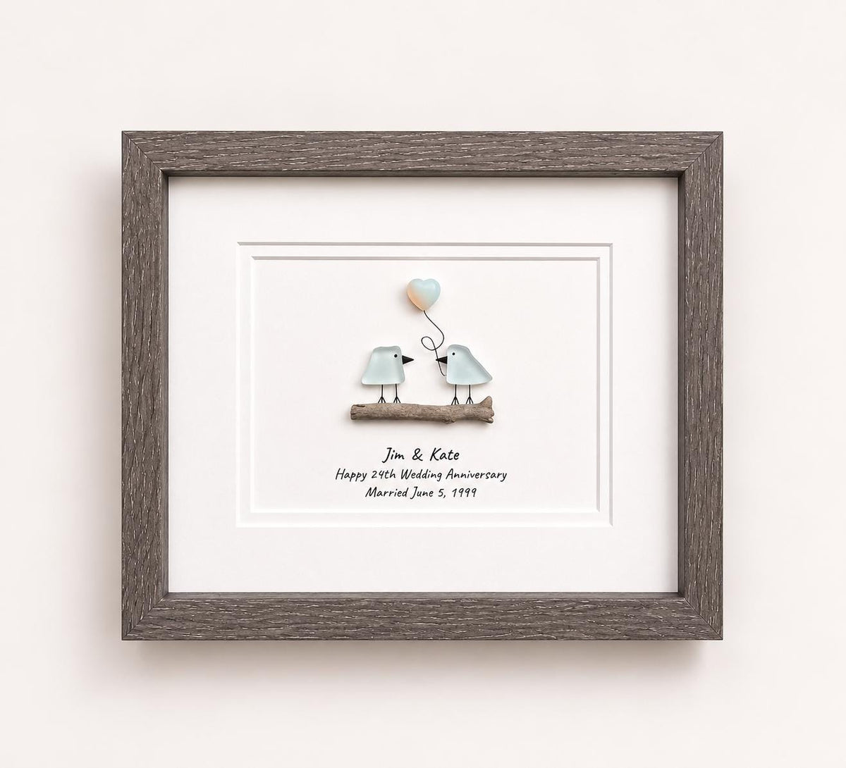 24th Wedding Anniversary | Opal Anniversary | 24 Year Anniversary | Gift for Wife, Husband, Parent, Couple, Friends | 8x10 Sea Glass Art