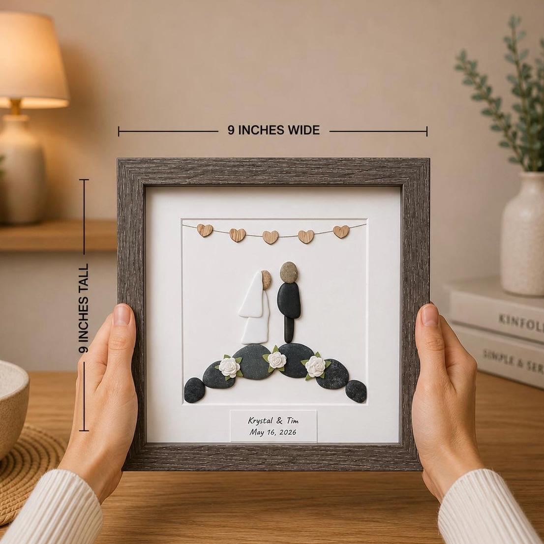 Marriage Scene | Wedding Gift | Gift for Bride and Groom | Engagement Gift | Bridal Shower Gift | 8x8 Pebble and Ceramic Gift