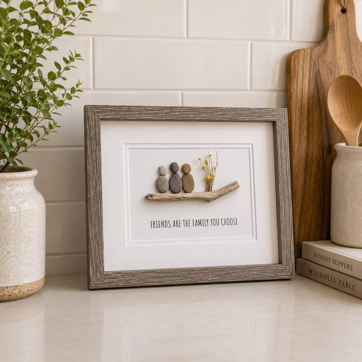 Friends Are The Family You Choose | Friend Birthday Gift | Gift For Best Friends | 3 Best Friends | Unique Birthday Gift | 8x10 Pebble Art