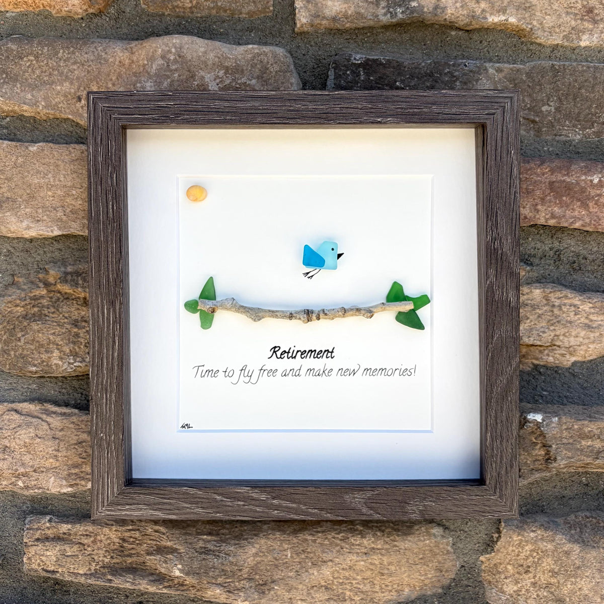 Personalized Retirement Gift for Friend, Coworker, Colleague, Family, 9x9 Framed Sea Glass Art